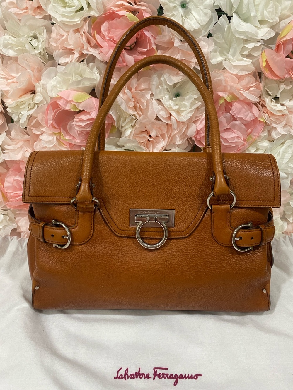 Salvatore Ferragamo Gancini Leather Top-Handle Bag